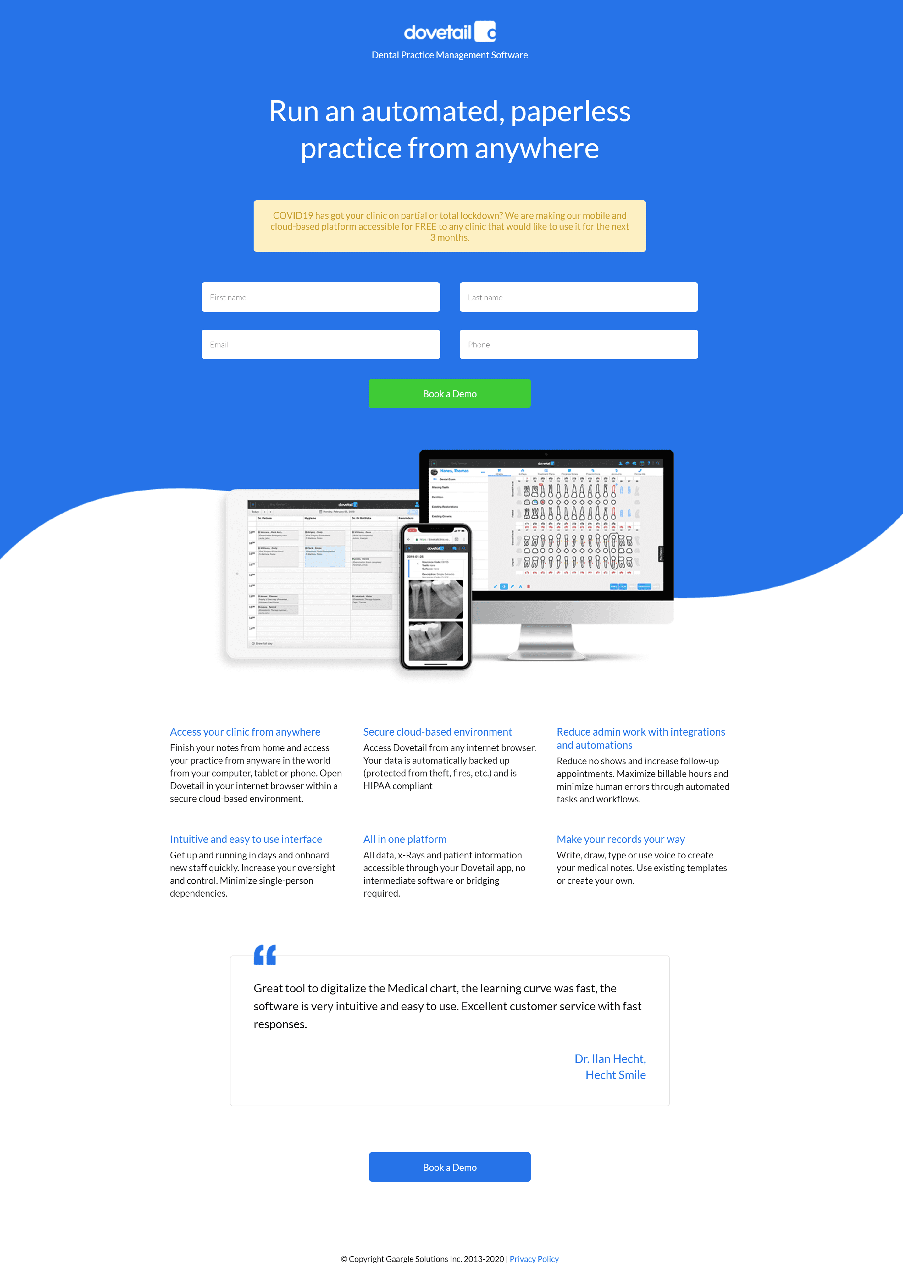 Dovetail site: Run an automated, paperless practice from anywhere