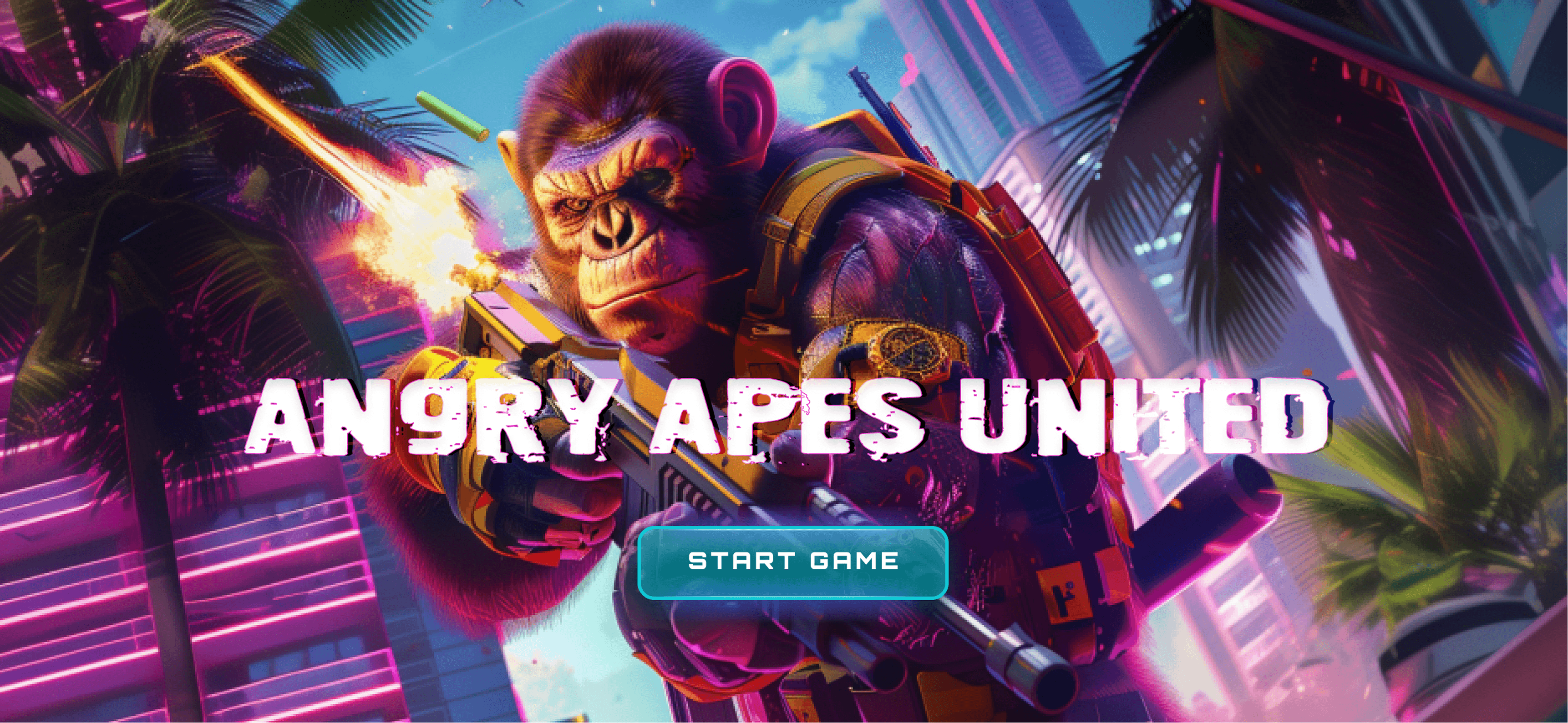 Angry Apes United FPS start screen key art