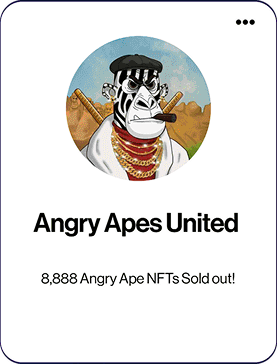 Angry Apes United profile card: 8,888 Angry Ape NFTs sold out